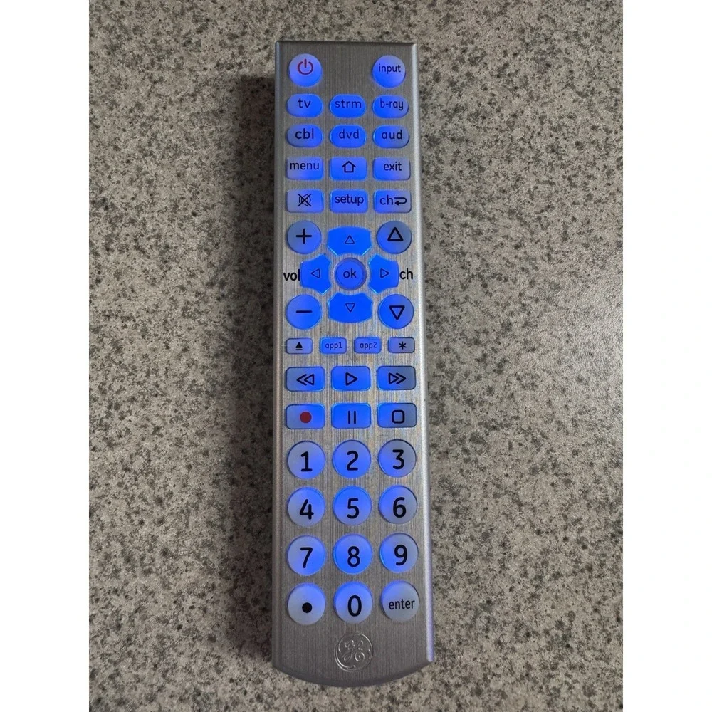 GE Universal Remote Control 33712 CL4 Silver 6-Device Streaming TV DVD CBL